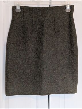 Vintage Esprit Moss Green Heathered Wool Pencil Skirt